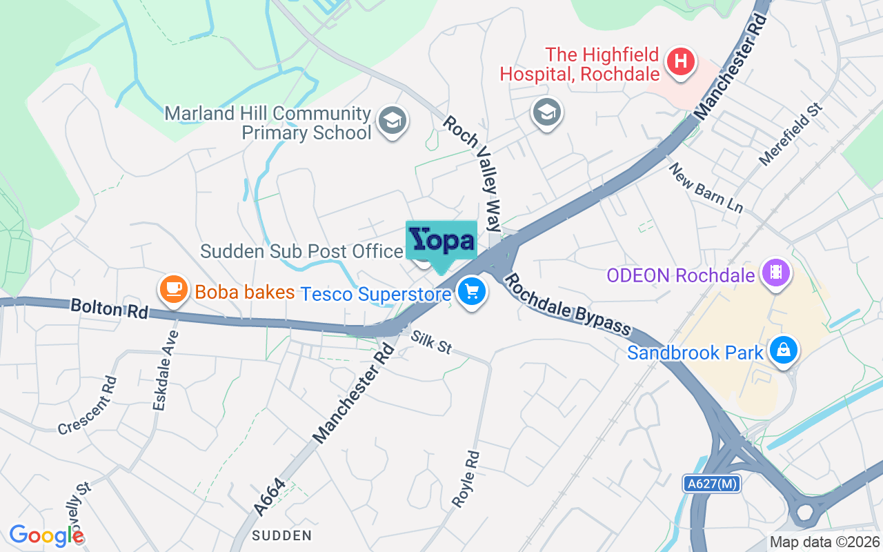 Map showing the location of OL11 3PG