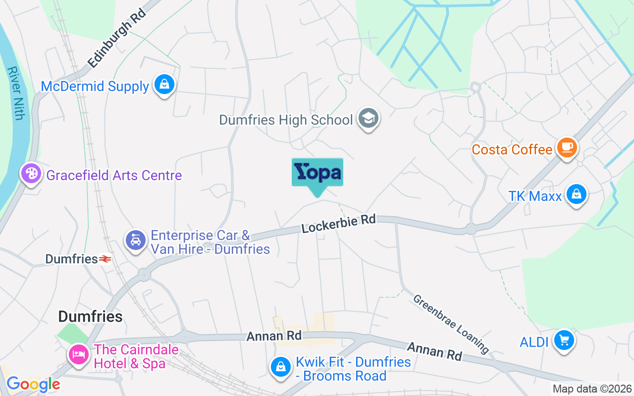 Map showing the location of DG1 3BA