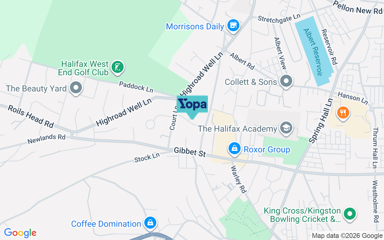 Map showing the location of HX2 0DL