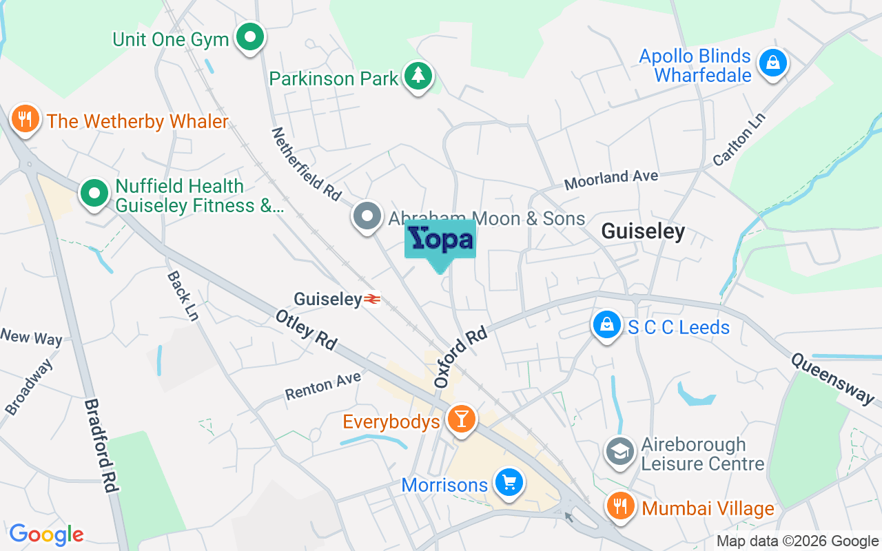 Map showing the location of LS20 9BY