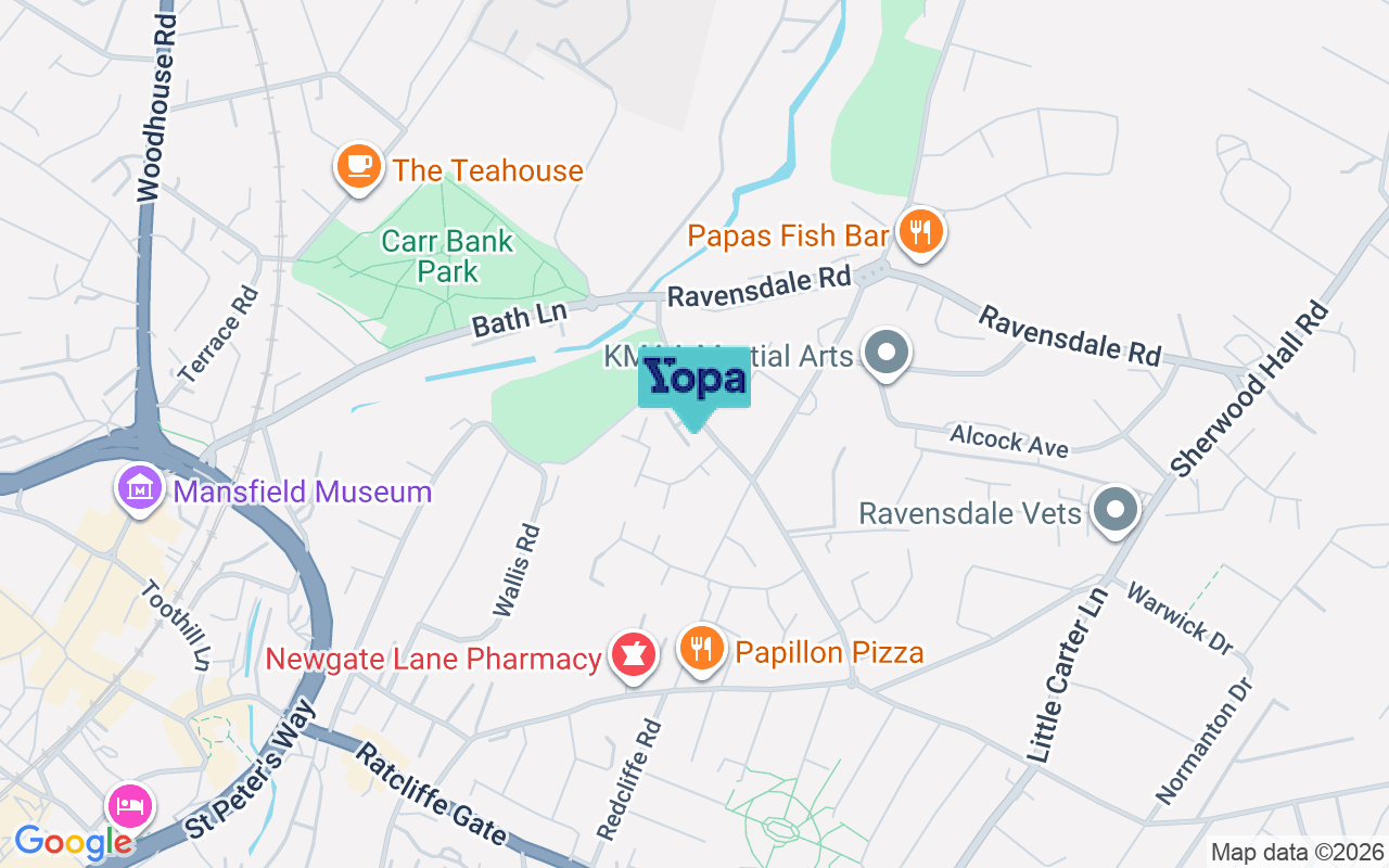 Map showing the location of NG18 2LU
