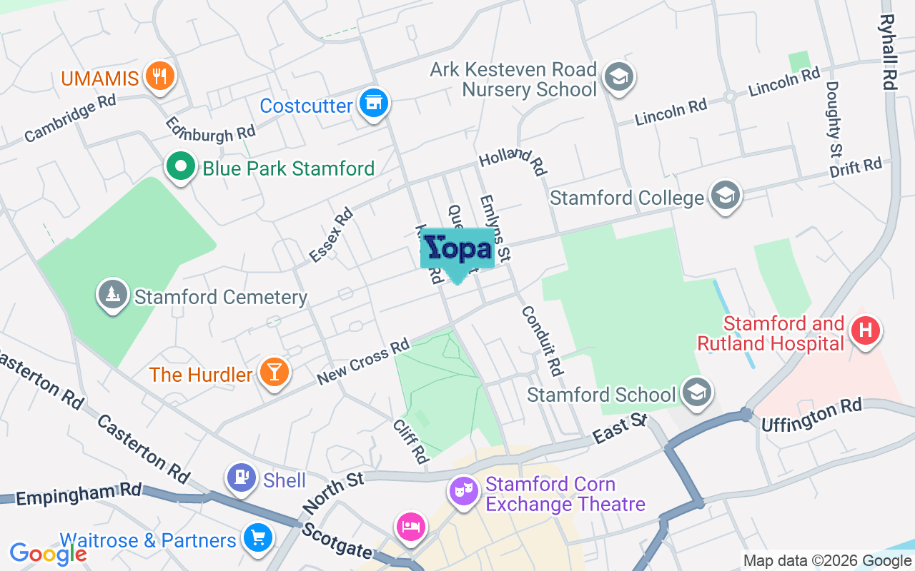 Map showing the location of PE9 1QT