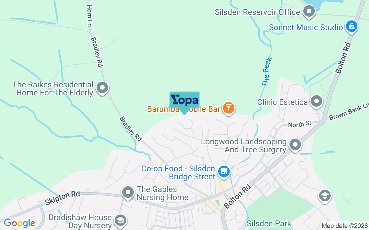 Map showing the location of BD20 9NY