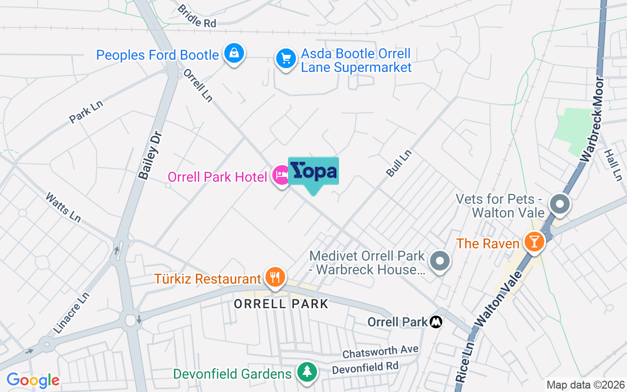 Map showing the location of L9 8BN