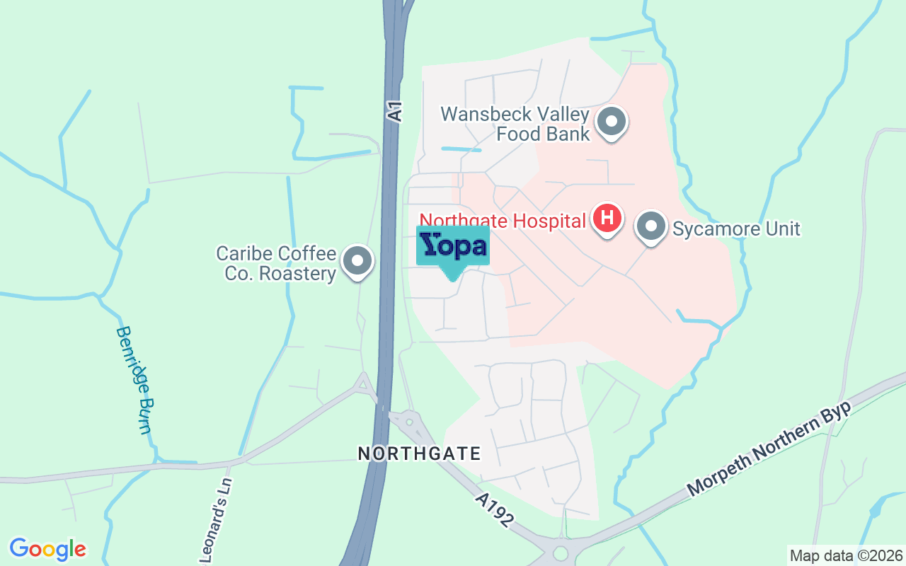 Map showing the location of NE61 3BF