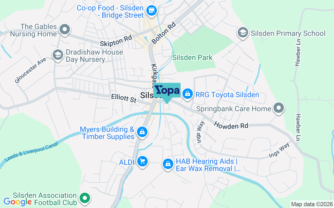 Map showing the location of BD20 0ET