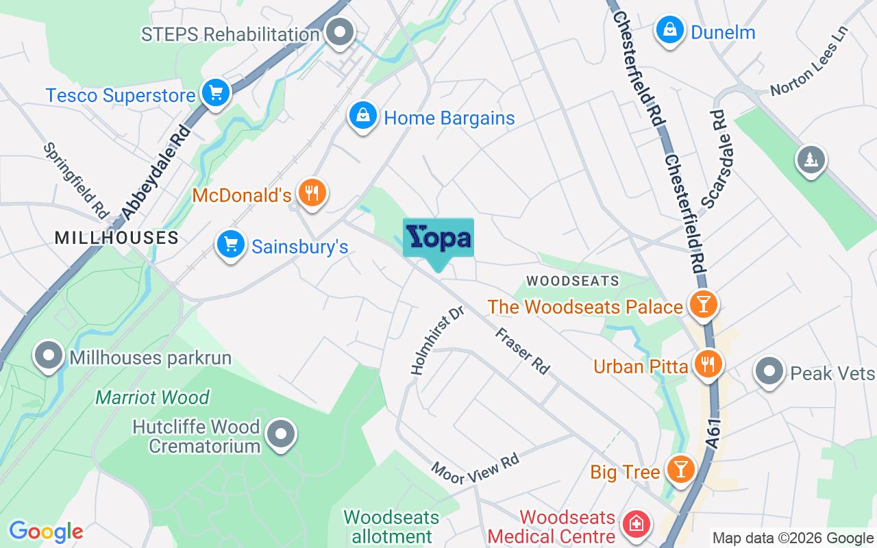 Map showing the location of S8 0JP