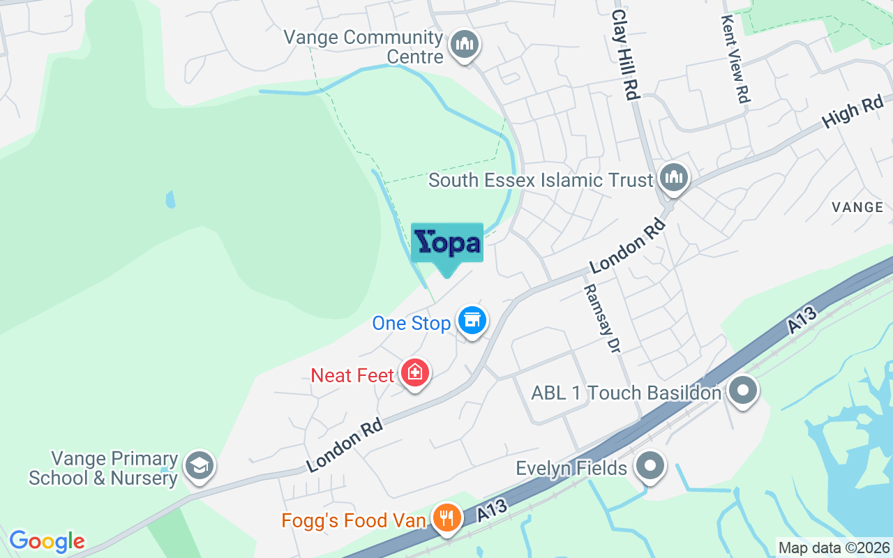 Map showing the location of SS16 4RN