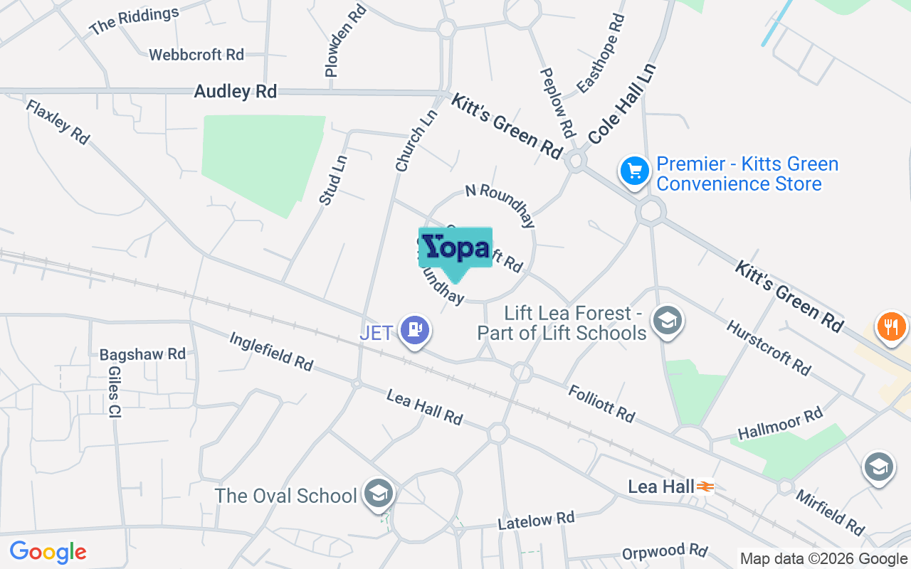 Map showing the location of B33 9PT