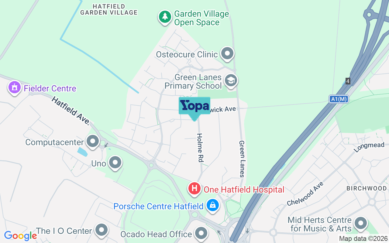 Map showing the location of AL10 9LG