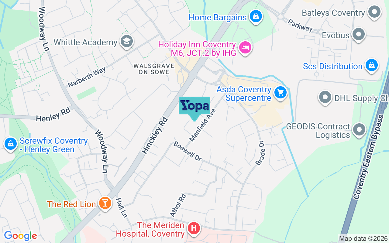 Map showing the location of CV2 2HN