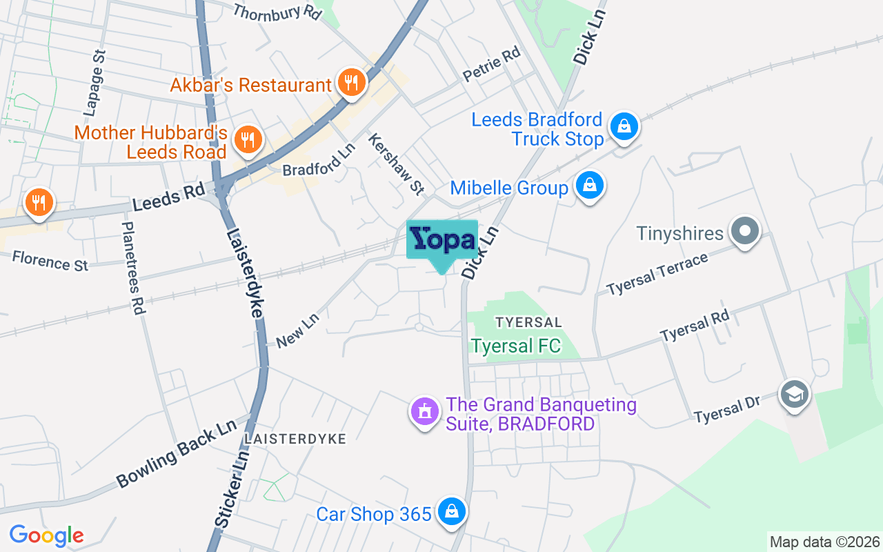 Map showing the location of BD4 8DZ