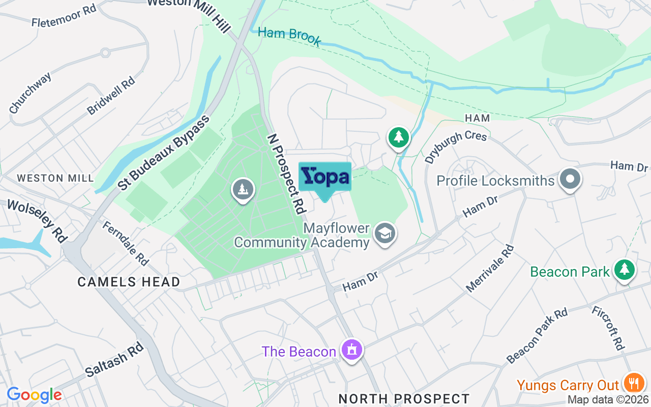 Map showing the location of PL2 2SD