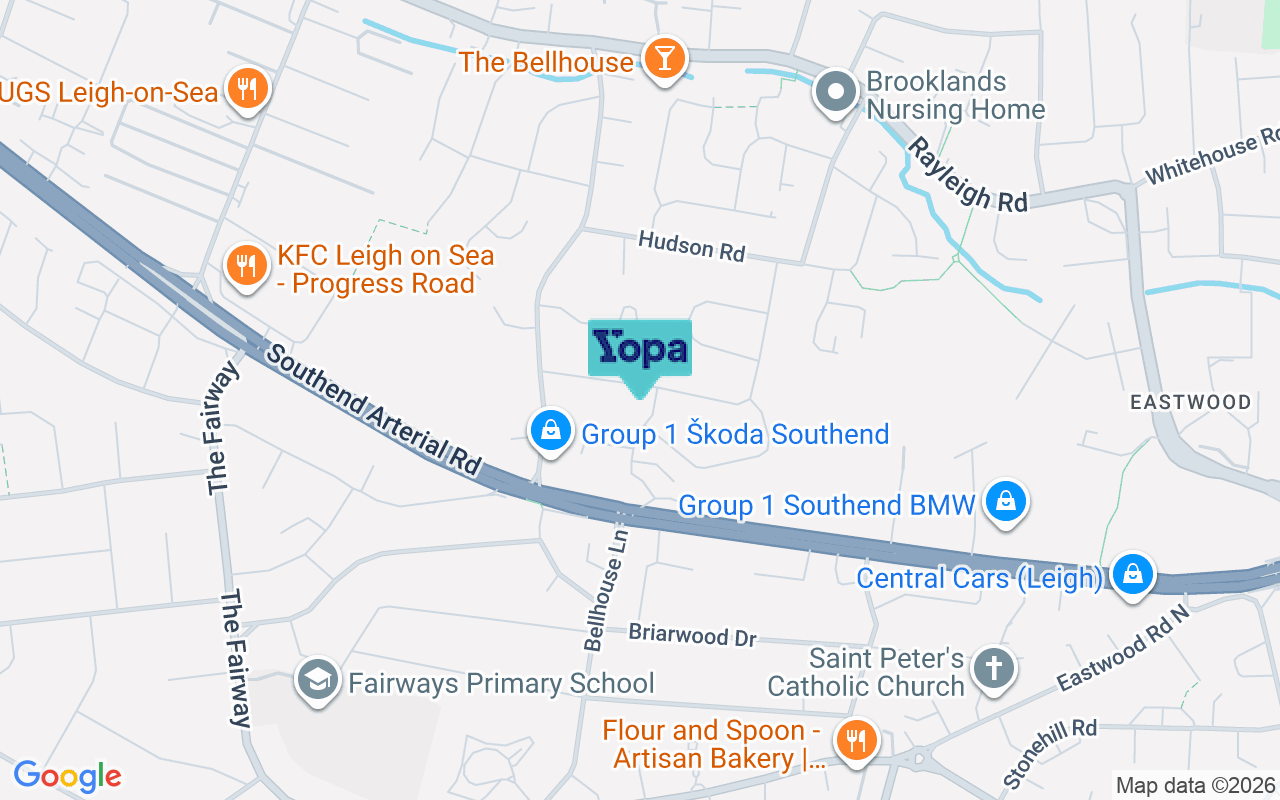 Map showing the location of SS9 5PH