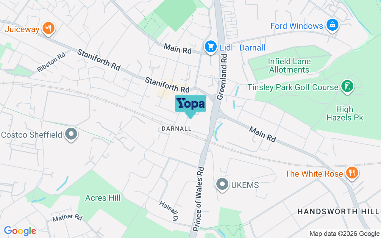 Map showing the location of S9 4JT