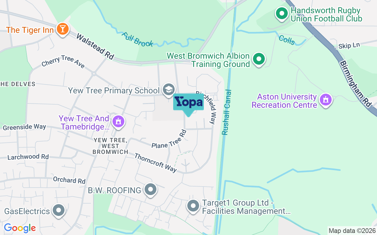 Map showing the location of WS5 4DY