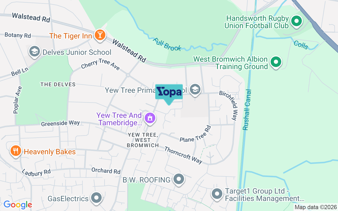 Map showing the location of WS5 4LF