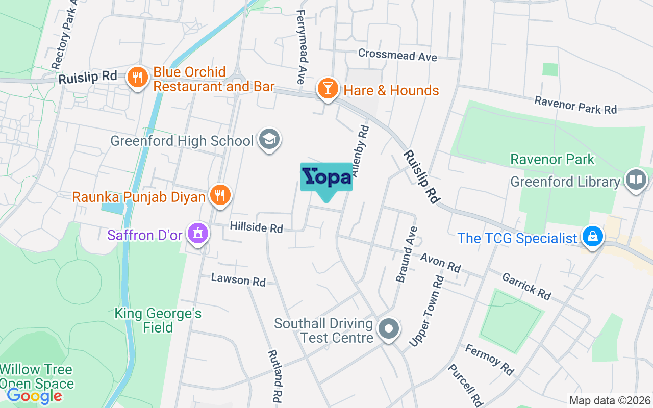 Map showing the location of UB1 2HU