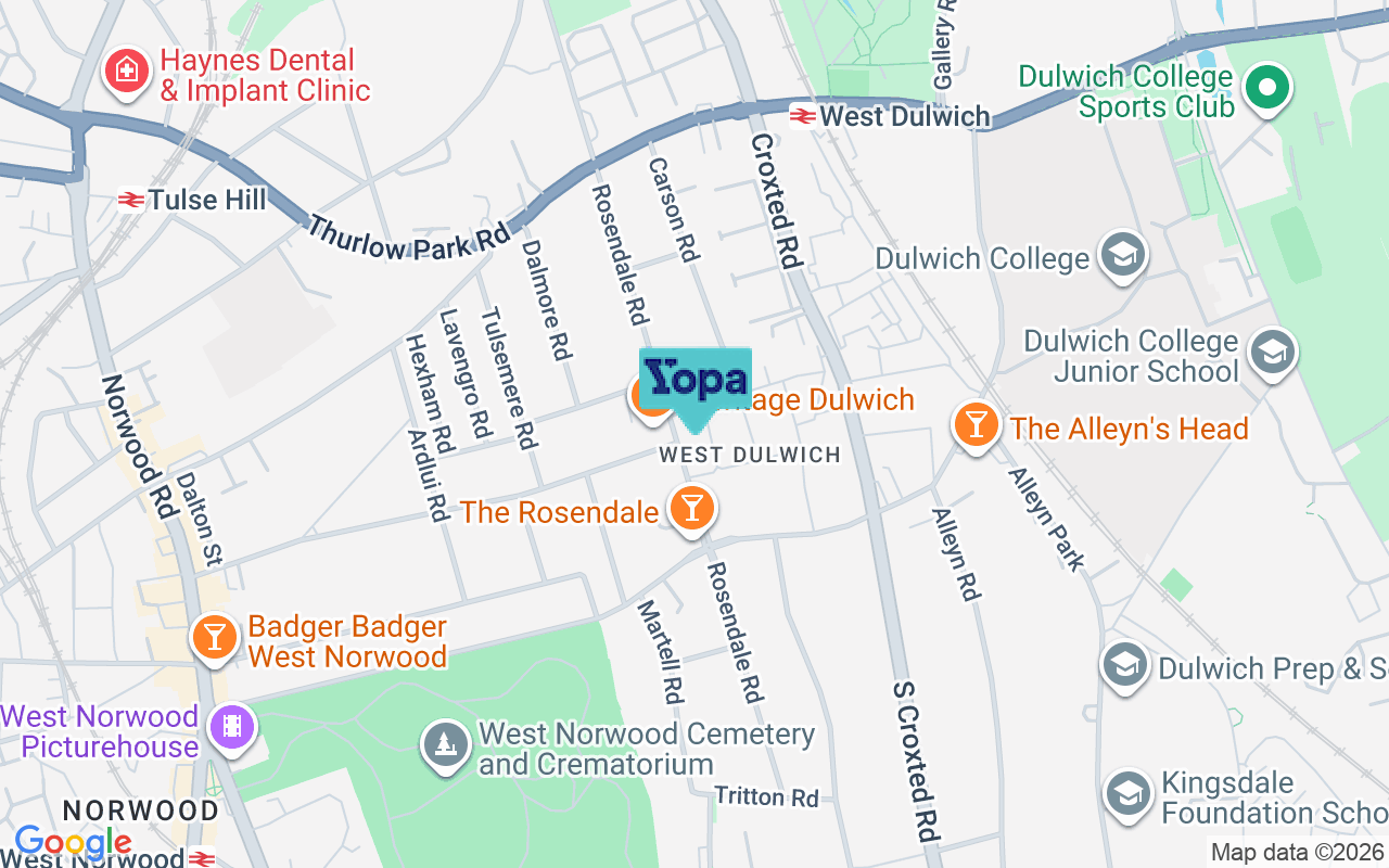 Map showing the location of SE21 8RB