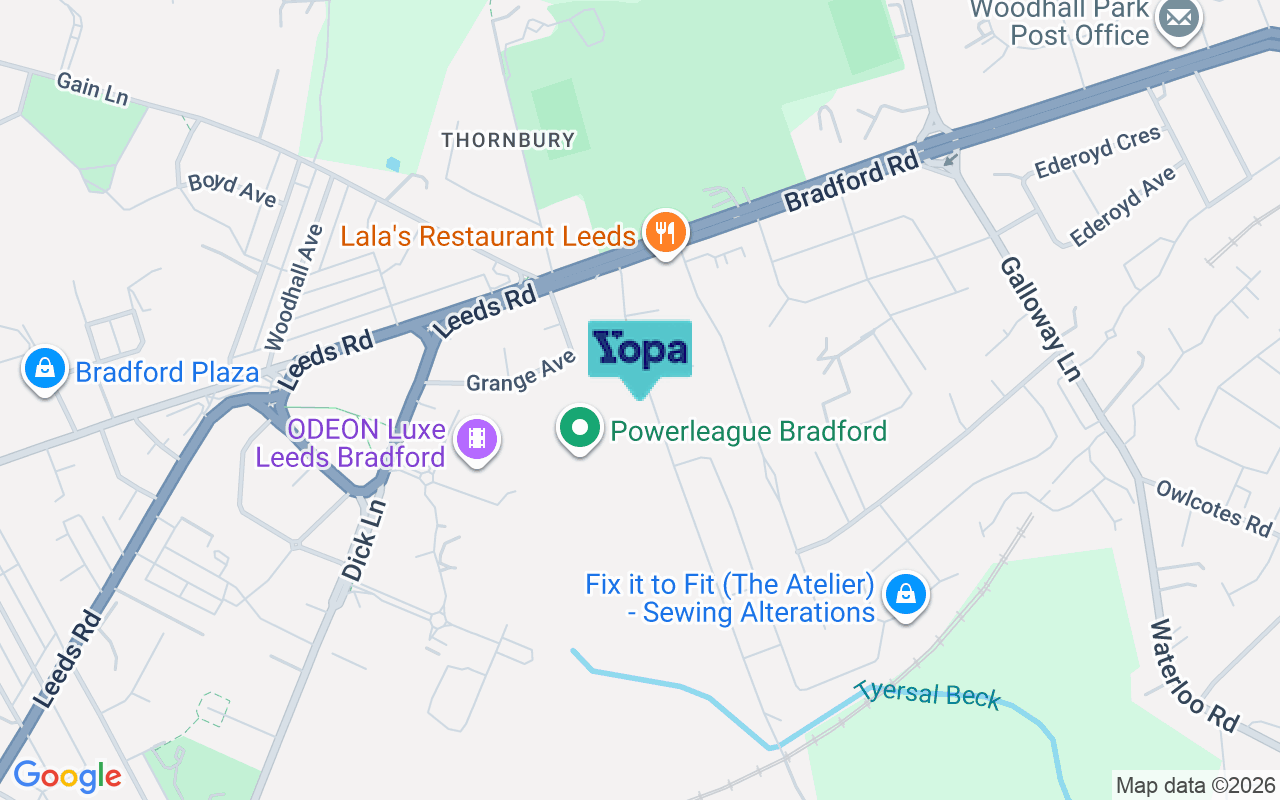 Map showing the location of LS28 8EX