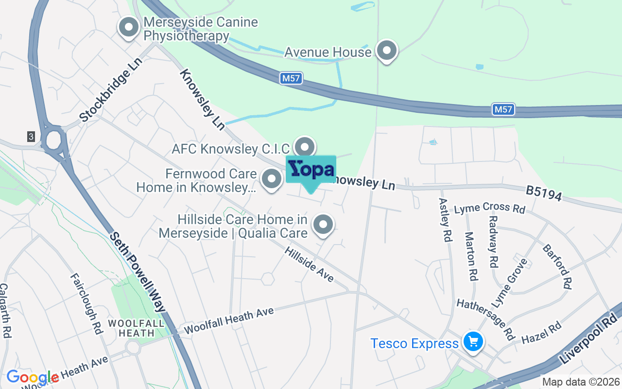 Map showing the location of L36 8JD