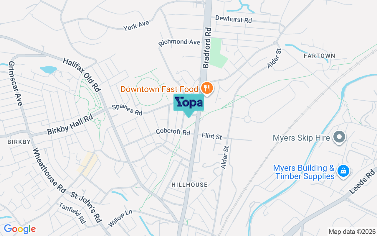 Map showing the location of HD1 6ET