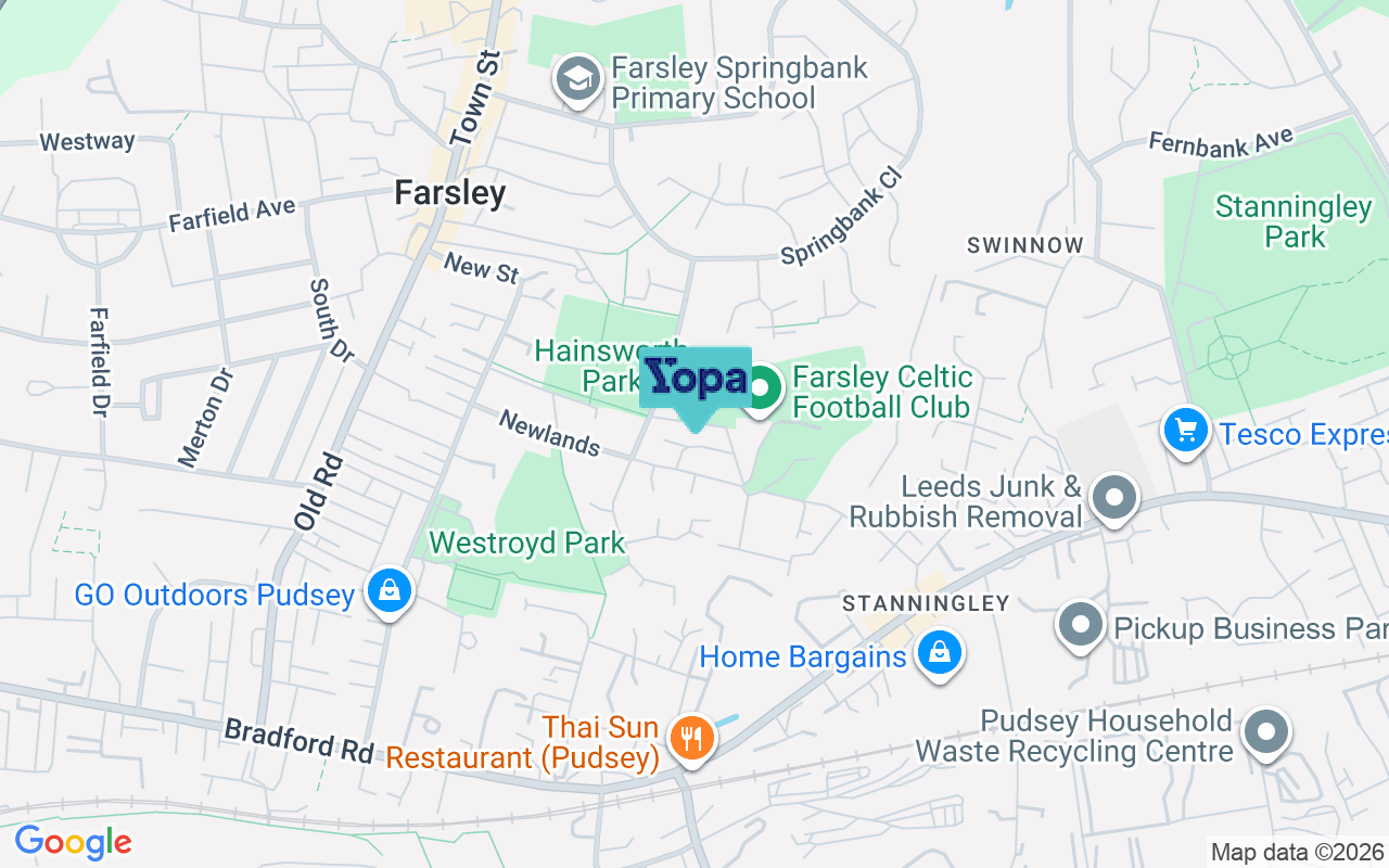 Map showing the location of LS28 5TJ
