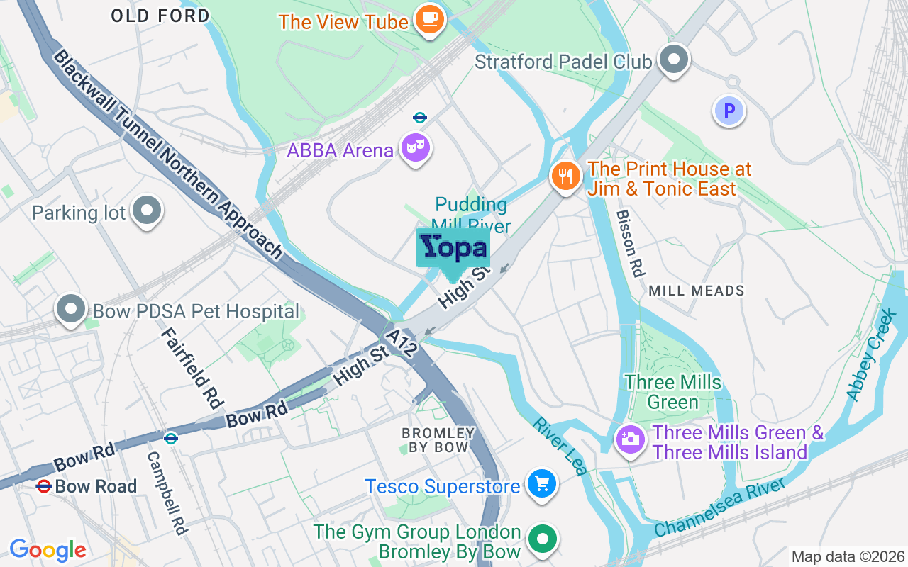 Map showing the location of E15 2PP