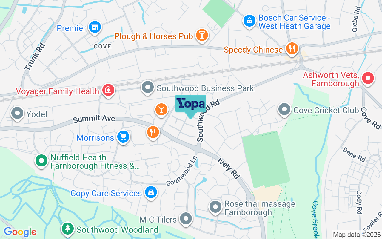 Map showing the location of GU14 0FL