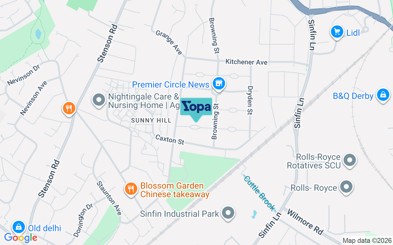 Map showing the location of DE23 8BB