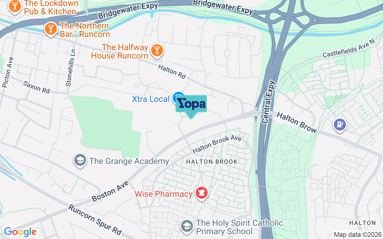 Map showing the location of WA7 5XW
