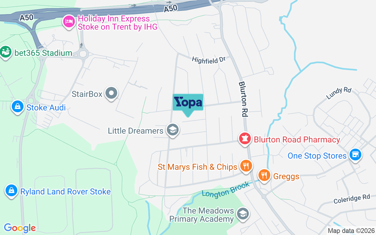 Map showing the location of ST3 2AS