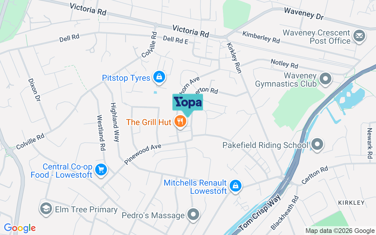 Map showing the location of NR33 9BH