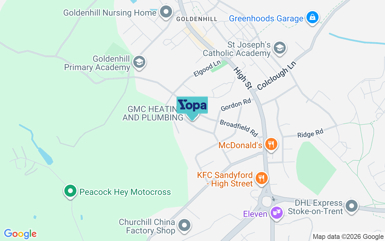 Map showing the location of ST6 5QB