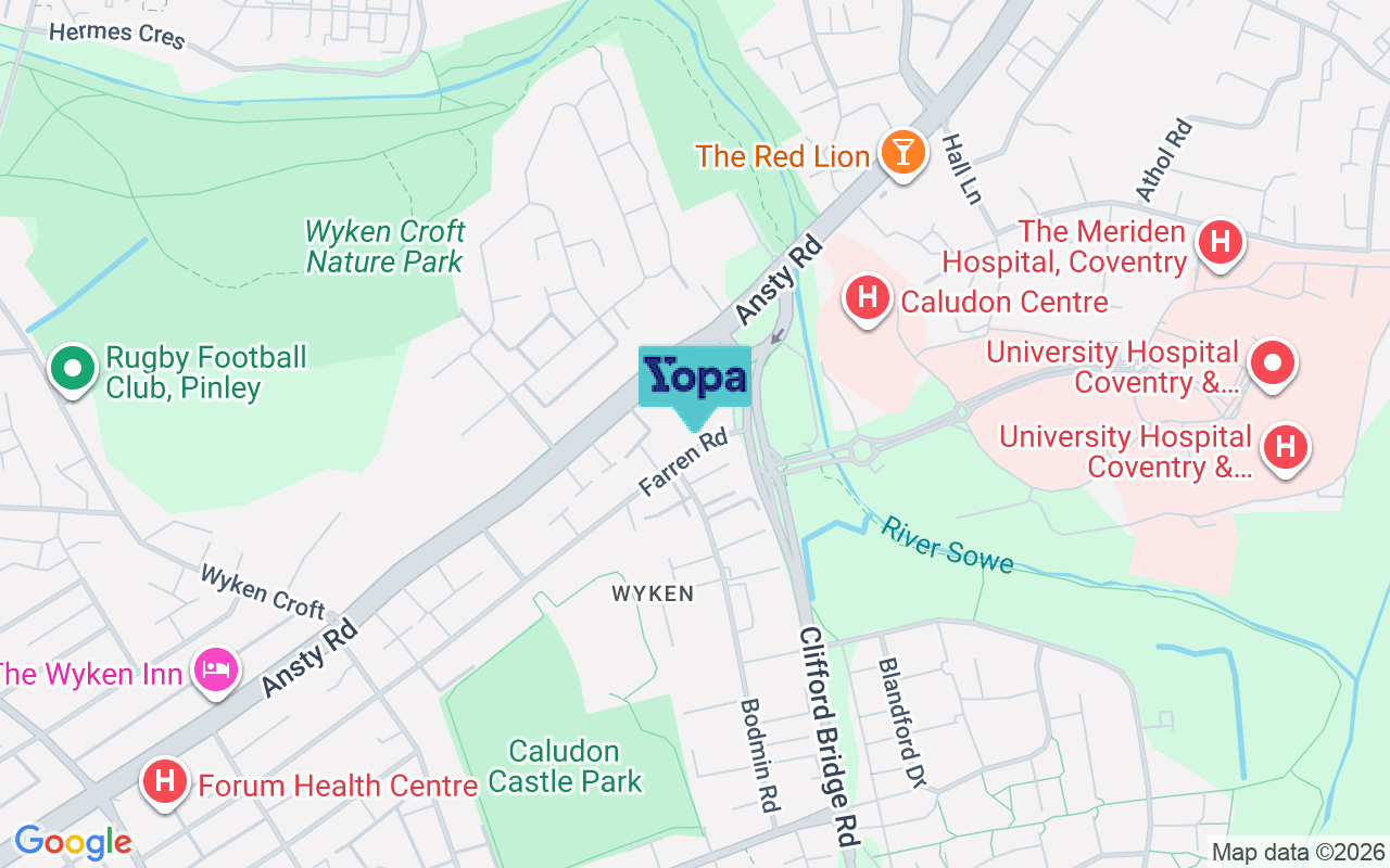 Map showing the location of CV2 5DA