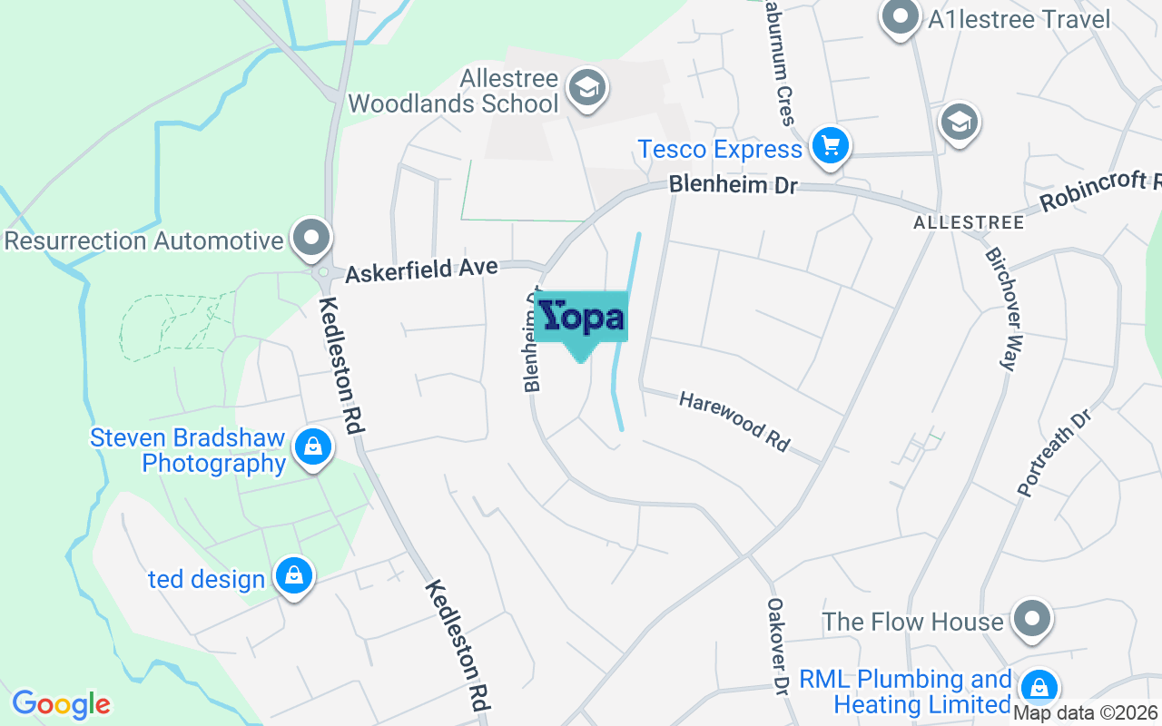 Map showing the location of DE22 2LN