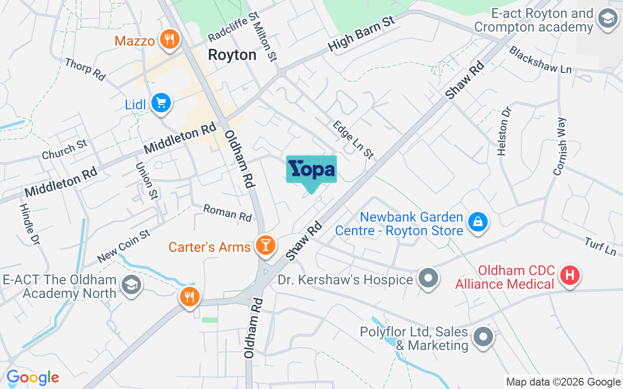 Map showing the location of OL2 6HD