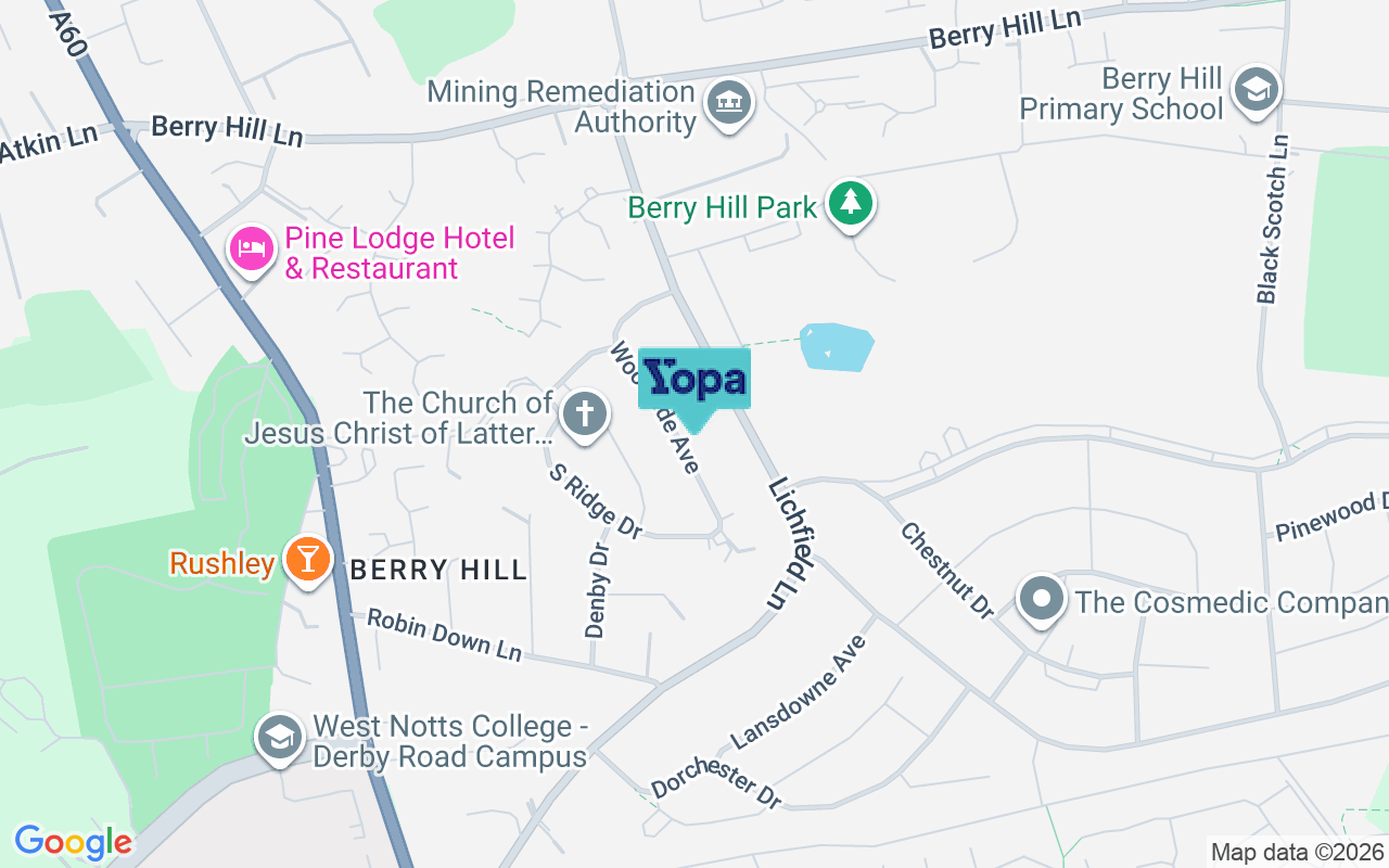 Map showing the location of NG18 4RQ