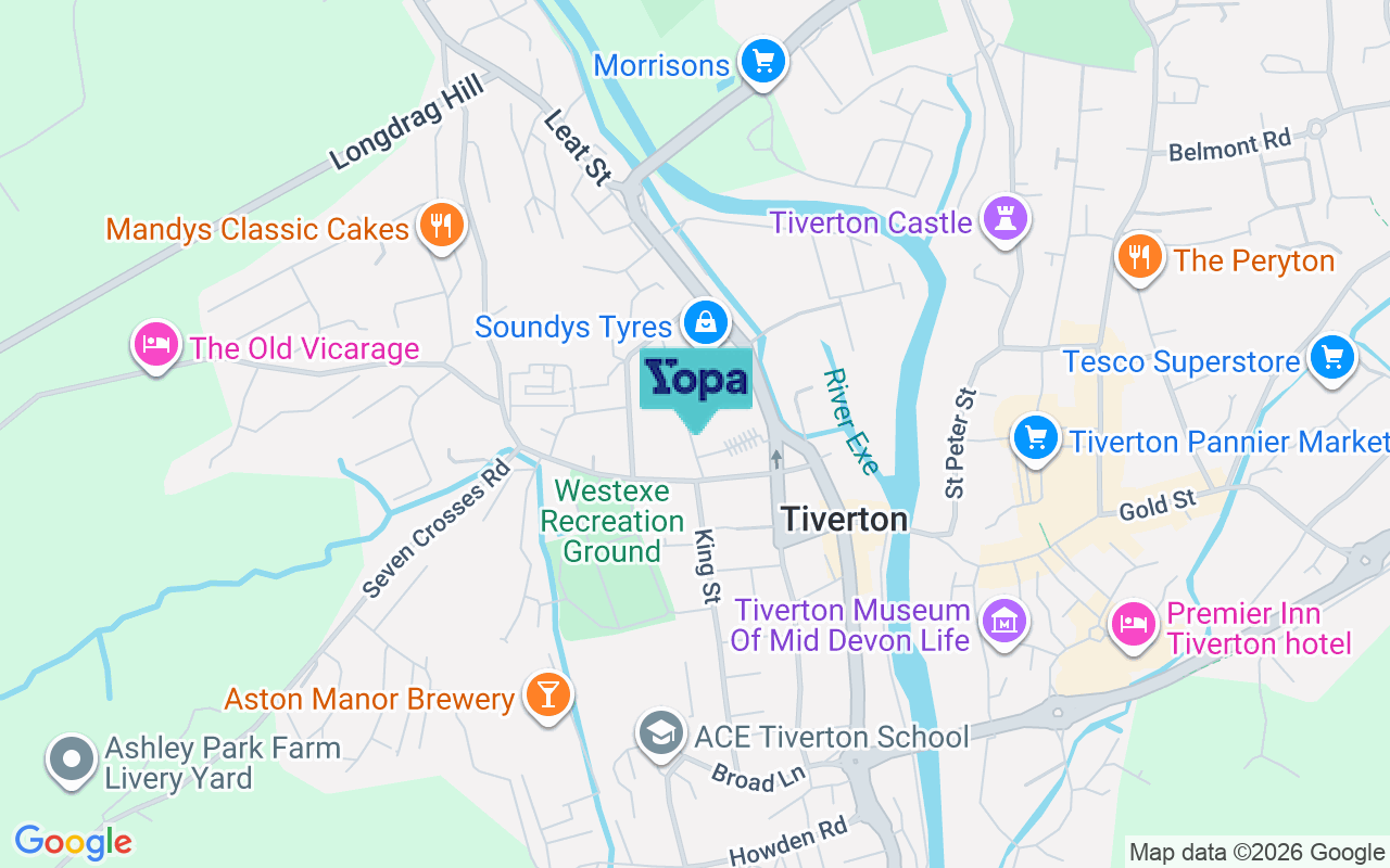 Map showing the location of EX16 5JP