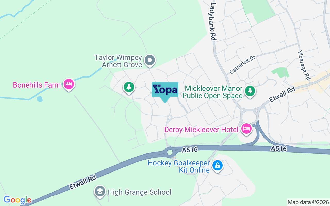 Map showing the location of DE3 0AB