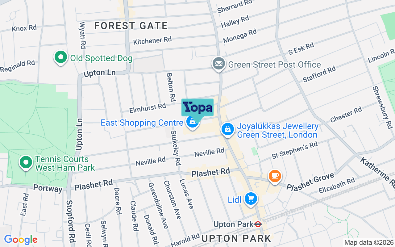 Map showing the location of E7 8LD