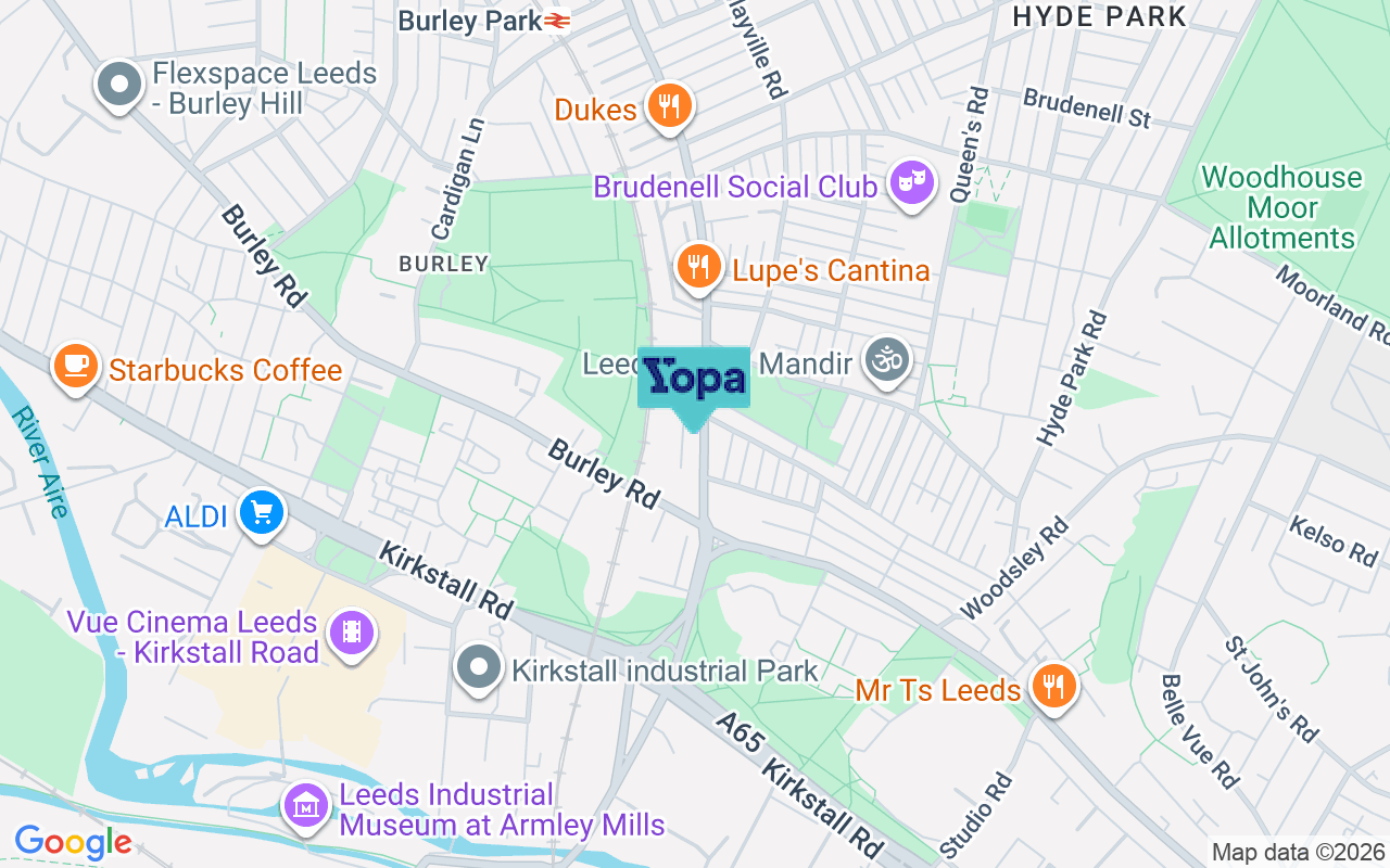 Map showing the location of LS6 1QL