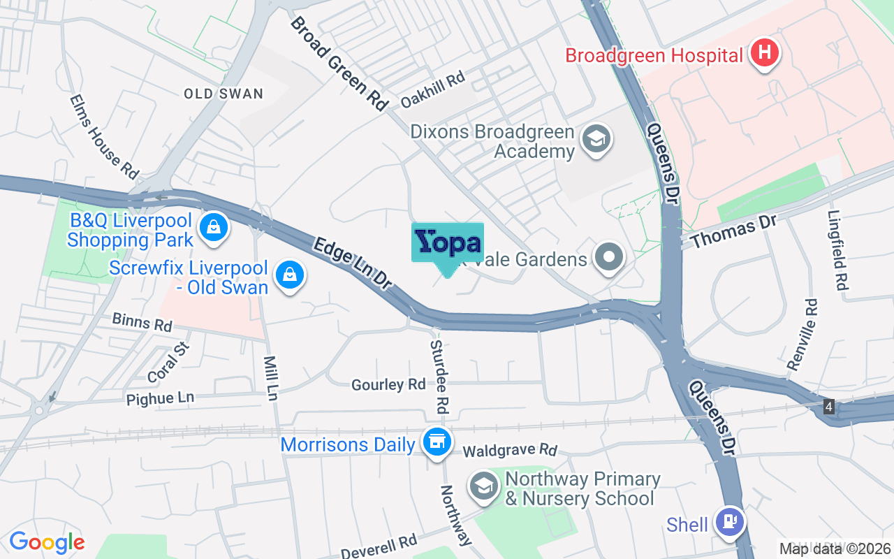 Map showing the location of L13 4DU