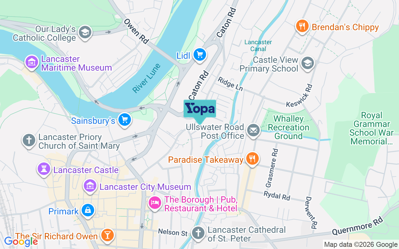 Map showing the location of LA1 1FD