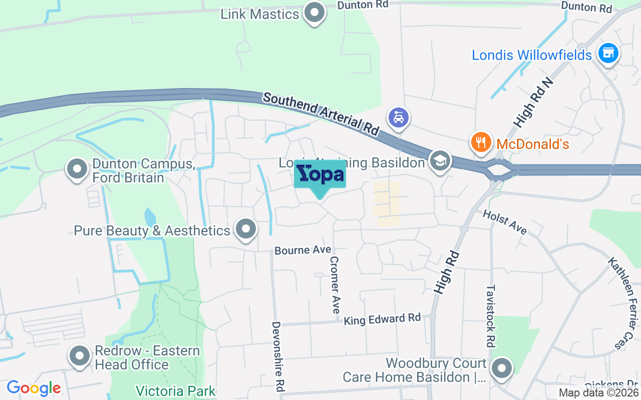 Map showing the location of SS15 6GJ