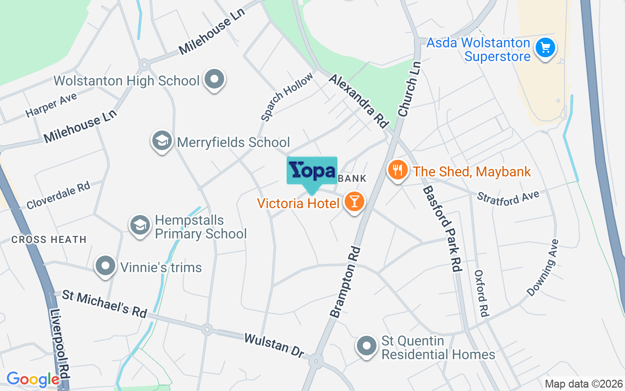 Map showing the location of ST5 0RU