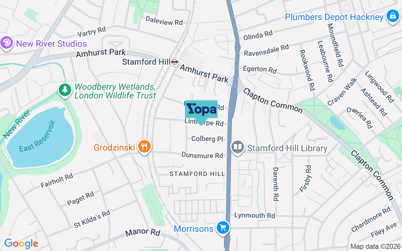 Map showing the location of N16 5RE