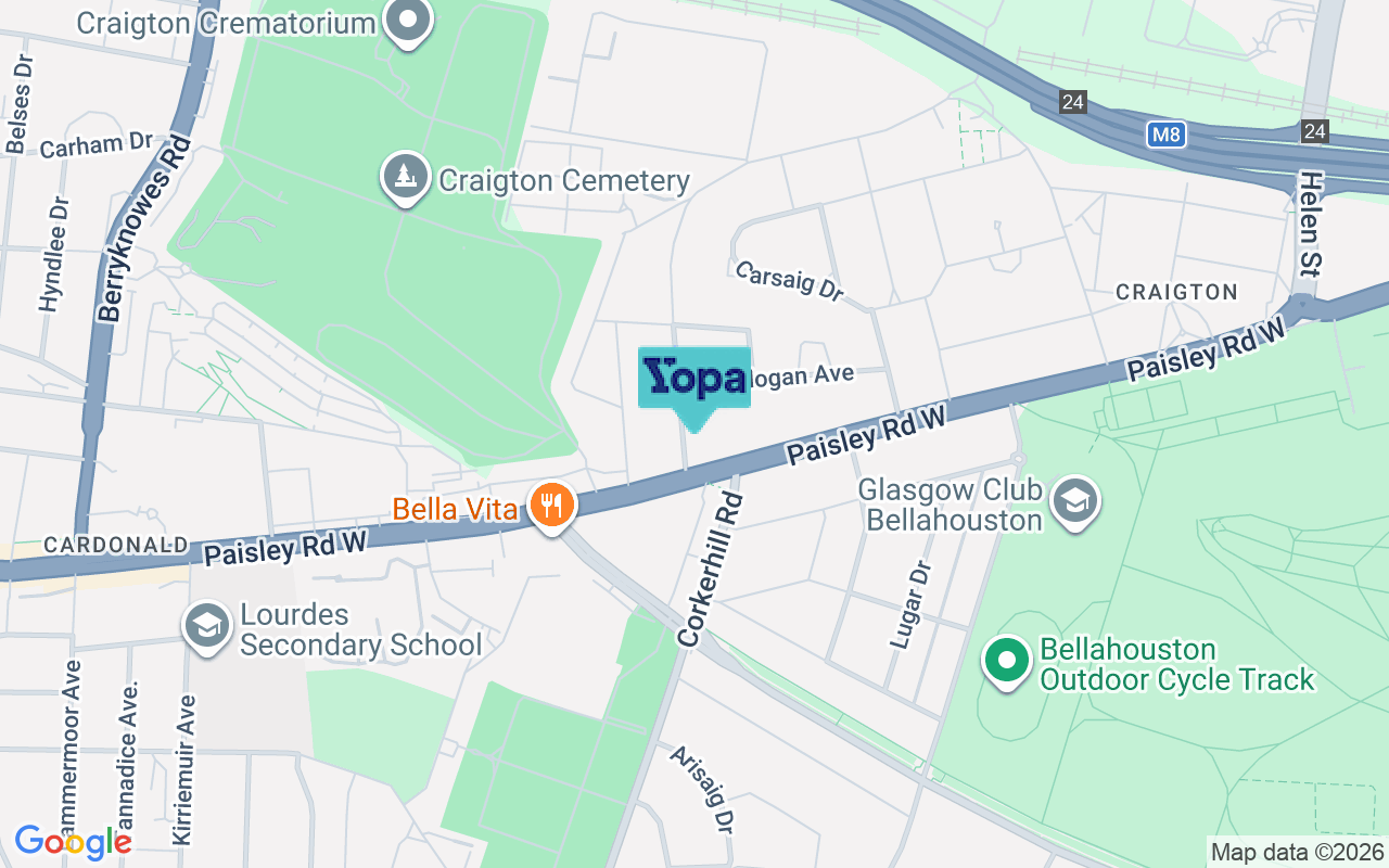 Map showing the location of G52 1AA