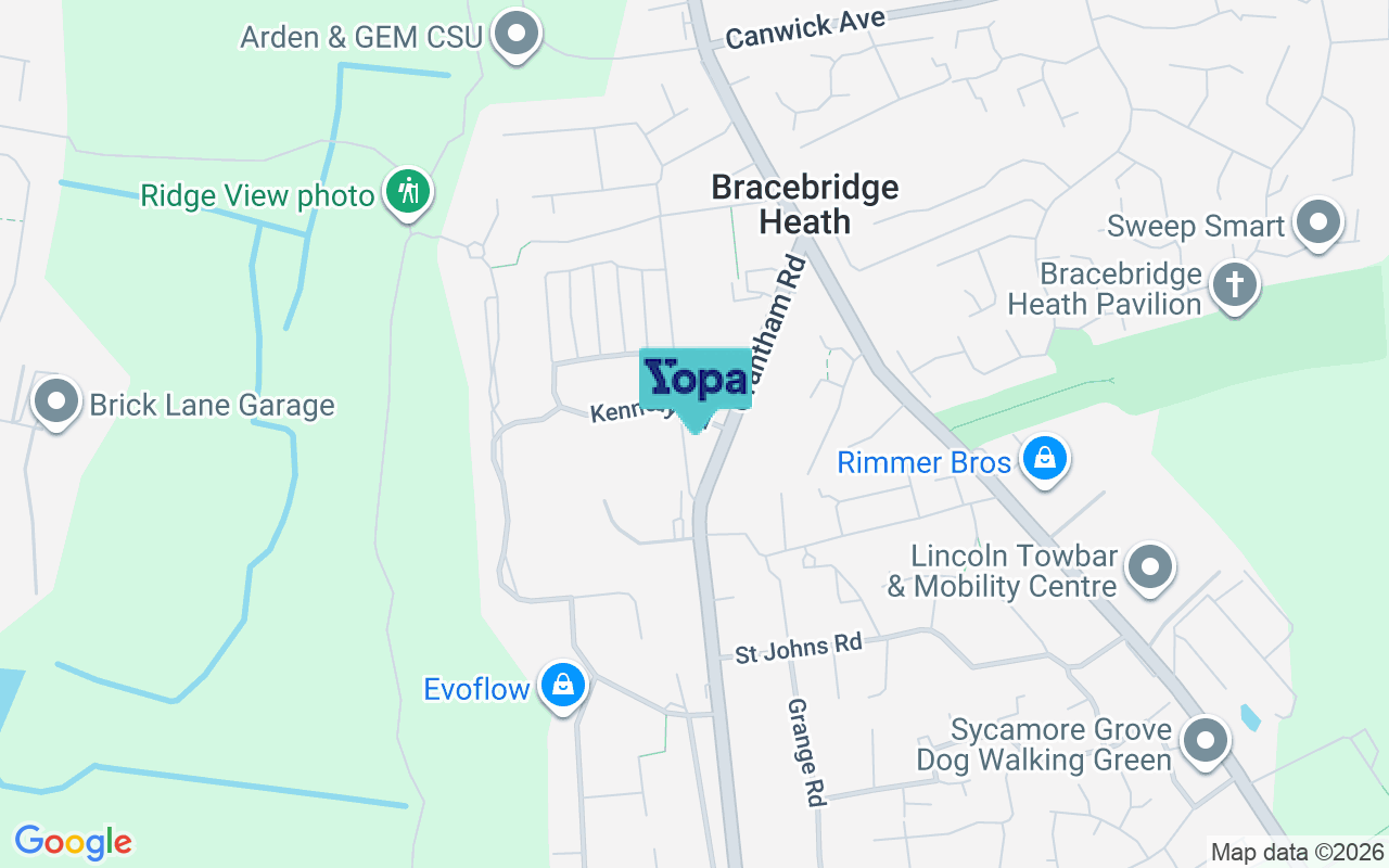 Map showing the location of LN4 2LF