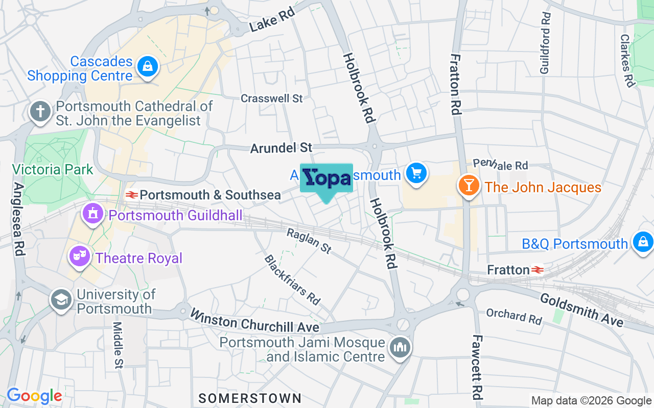 Map showing the location of PO1 1LP